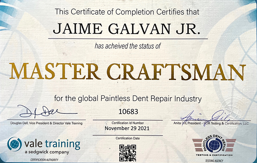 Master Craftsman Certificate